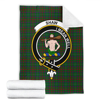 Shaw of Tordarroch Green Hunting Tartan Blanket with Family Crest