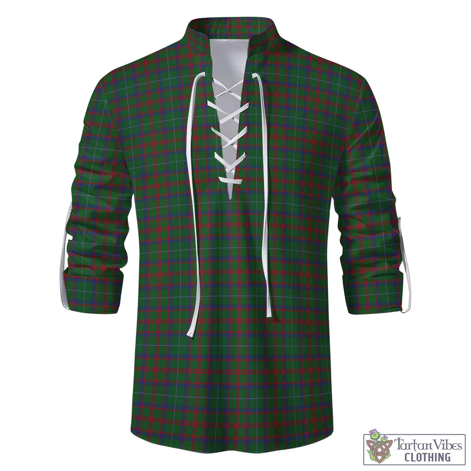 Tartan Vibes Clothing Shaw of Tordarroch Green Hunting Tartan Men's Scottish Traditional Jacobite Ghillie Kilt Shirt