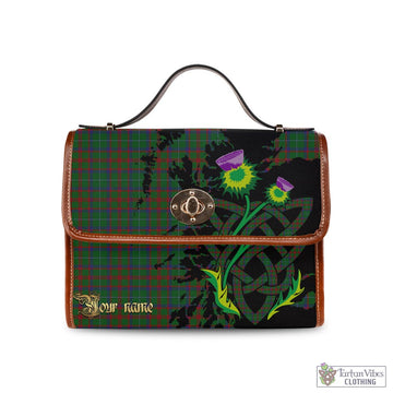 Shaw of Tordarroch Green Hunting Tartan Waterproof Canvas Bag with Scotland Map and Thistle Celtic Accents