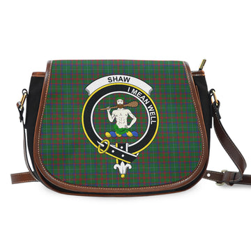 Shaw of Tordarroch Green Hunting Tartan Saddle Bag with Family Crest