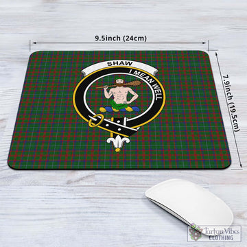 Shaw of Tordarroch Green Hunting Tartan Mouse Pad with Family Crest