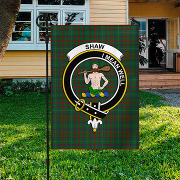 Shaw of Tordarroch Green Hunting Tartan Flag with Family Crest