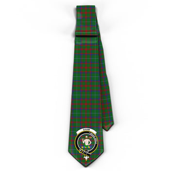 Shaw of Tordarroch Green Hunting Tartan Classic Necktie with Family Crest