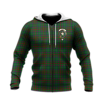 Shaw of Tordarroch Green Hunting Tartan Knitted Hoodie with Family Crest