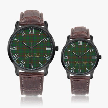 Shaw of Tordarroch Green Hunting Tartan Personalized Your Text Leather Trap Quartz Watch