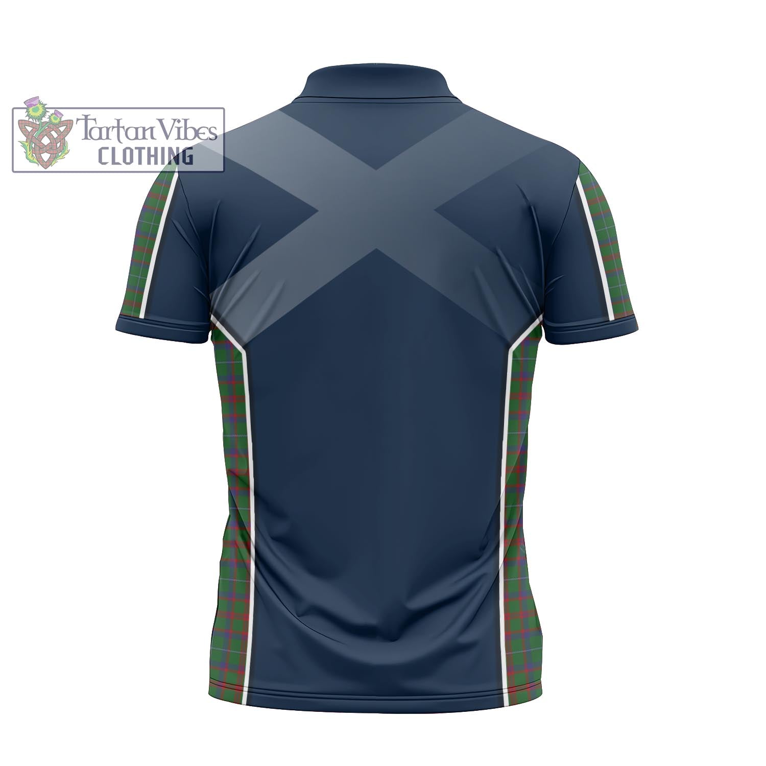 Tartan Vibes Clothing Shaw of Tordarroch Green Hunting Tartan Zipper Polo Shirt with Family Crest and Scottish Thistle Vibes Sport Style