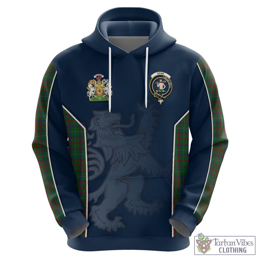 Tartan Vibes Clothing Shaw of Tordarroch Green Hunting Tartan Hoodie with Family Crest and Lion Rampant Vibes Sport Style
