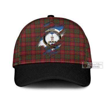 Shaw of Tordarroch Red Dress Tartan Classic Cap with Family Crest In Me Style