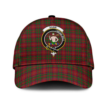 Shaw of Tordarroch Red Dress Tartan Classic Cap with Family Crest