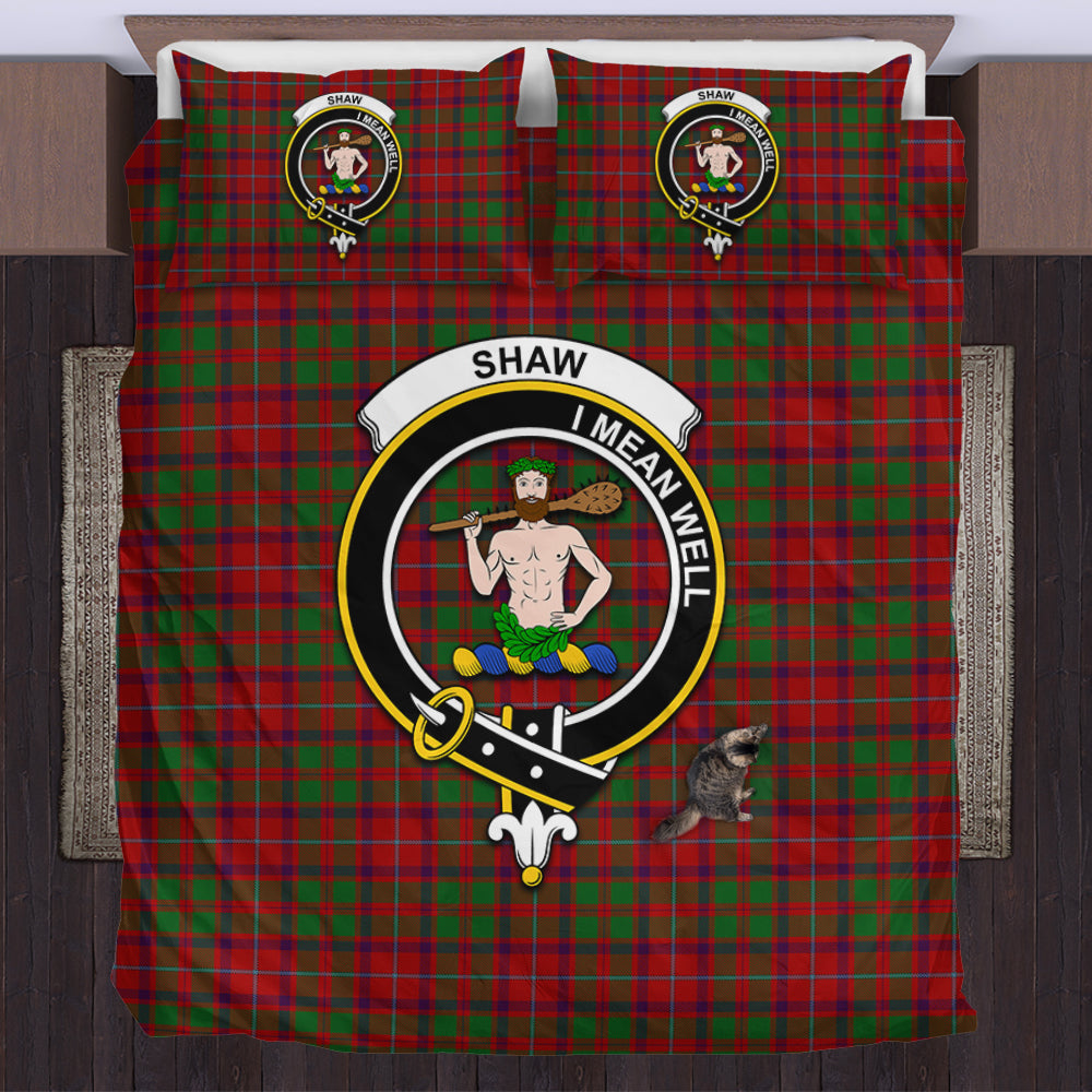 shaw-of-tordarroch-red-dress-tartan-bedding-set-with-family-crest