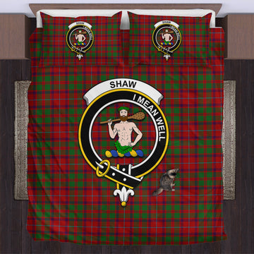 Shaw of Tordarroch Red Dress Tartan Bedding Set with Family Crest
