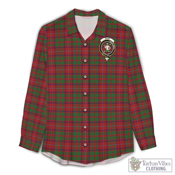 Shaw of Tordarroch Red Dress Tartan Womens Casual Shirt with Family Crest