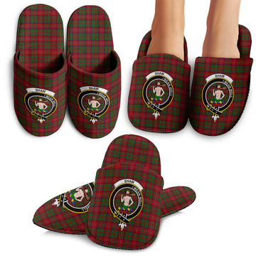 Shaw of Tordarroch Red Dress Tartan Home Slippers with Family Crest