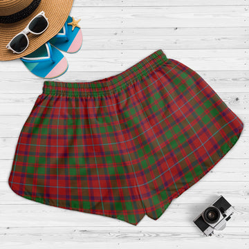 Shaw of Tordarroch Red Dress Tartan Womens Shorts with Family Crest