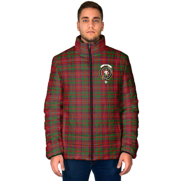 Shaw of Tordarroch Red Dress Tartan Padded Jacket with Family Crest