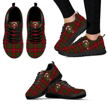 Shaw of Tordarroch Red Dress Tartan Sneakers with Family Crest
