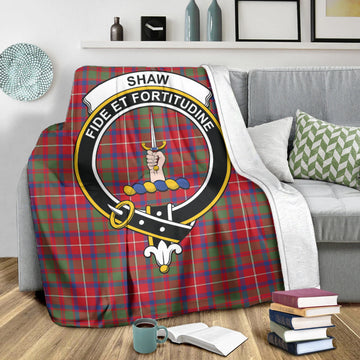 Shaw Red Modern Tartan Blanket with Family Crest