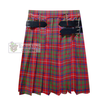 Shaw Red Modern Tartan Men's Pleated Skirt - Fashion Casual Retro Scottish Kilt Style