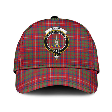 Shaw Red Modern Tartan Classic Cap with Family Crest