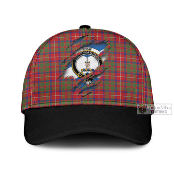Shaw Red Modern Tartan Classic Cap with Family Crest In Me Style