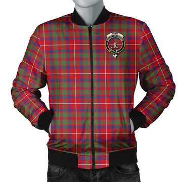 Shaw Red Modern Tartan Bomber Jacket with Family Crest
