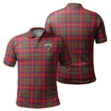 Shaw Red Modern Tartan Men's Polo Shirt with Family Crest