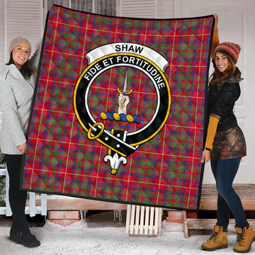 Shaw Red Modern Tartan Quilt with Family Crest
