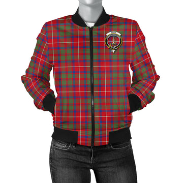 Shaw Red Modern Tartan Bomber Jacket with Family Crest