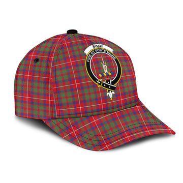 Shaw Red Modern Tartan Classic Cap with Family Crest