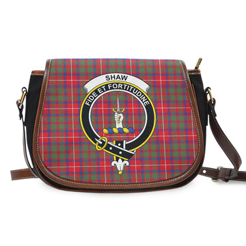Shaw Red Modern Tartan Saddle Bag with Family Crest