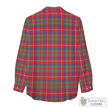 Shaw Red Modern Tartan Womens Casual Shirt with Family Crest