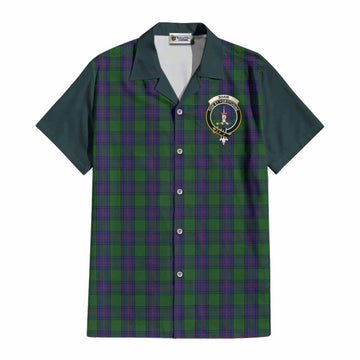 Shaw Tartan Accent Cotton Hawaiian Shirt with Family Crest