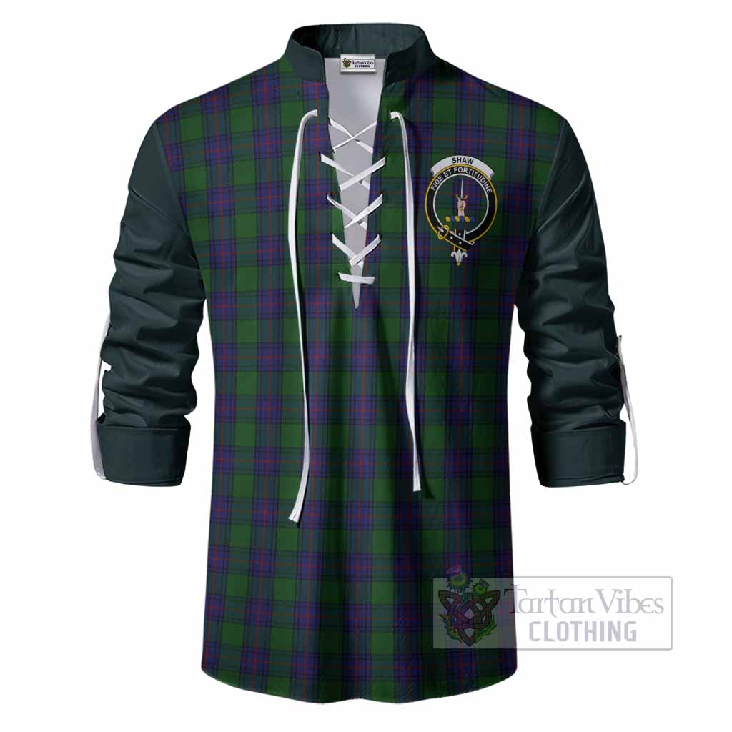 Shaw Tartan Accent Ghillie Shirt with Family Crest