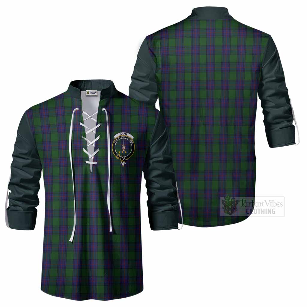 Shaw Tartan Accent Ghillie Shirt with Family Crest
