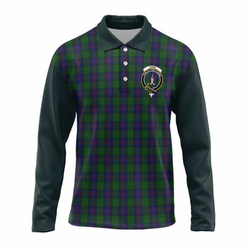 Shaw Tartan Accent Long Sleeve Polo Shirt with Family Crest