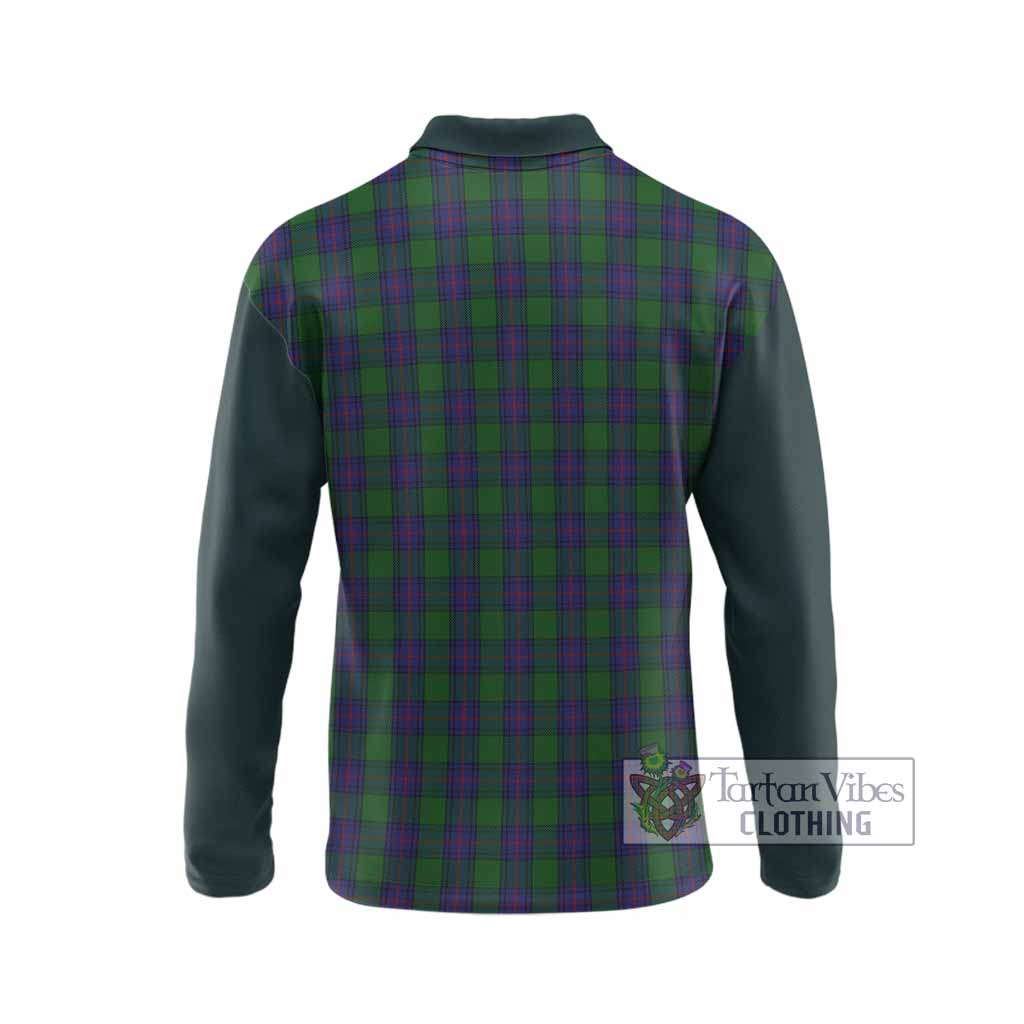 Shaw Tartan Accent Long Sleeve Polo Shirt with Family Crest
