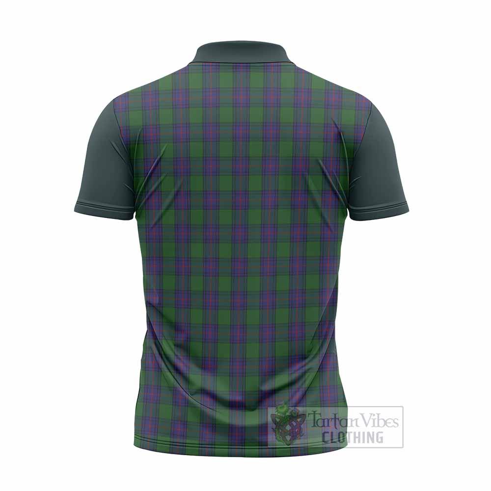 Shaw Tartan Accent Zipper Polo Shirt with Family Crest