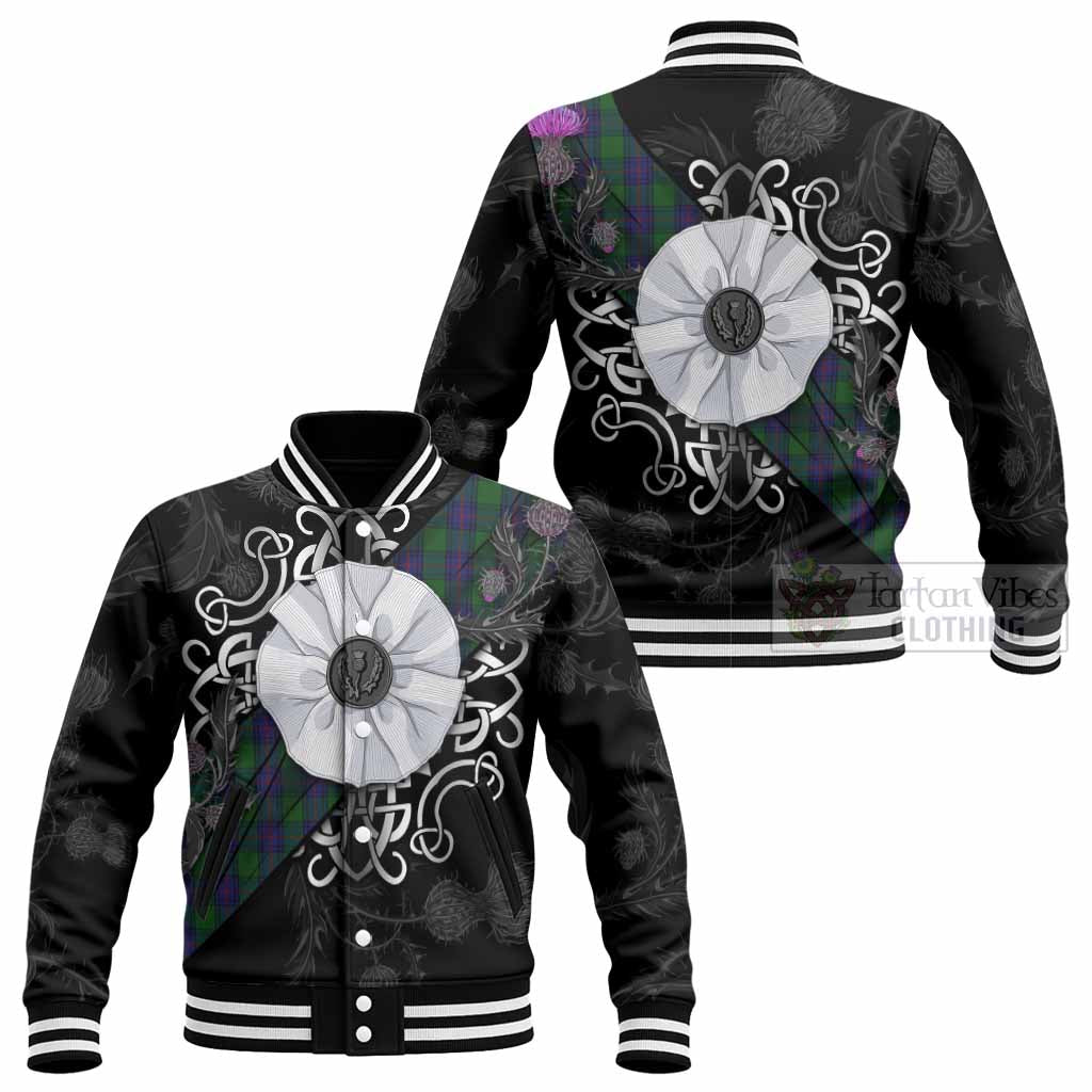Shaw Tartan Baseball Jacket Jacobite White Rose - Tartan Vibes Clothing