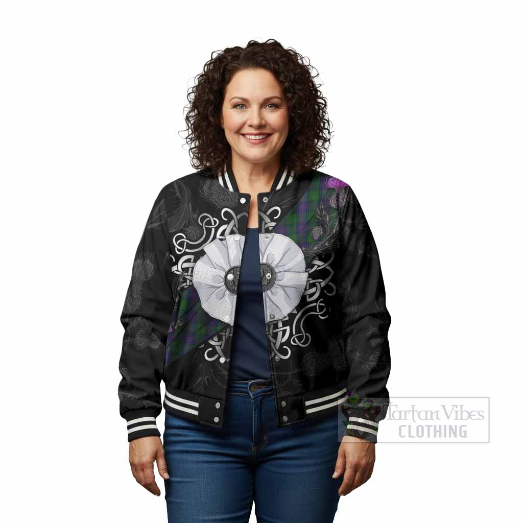 Shaw Tartan Baseball Jacket Jacobite White Rose - Tartan Vibes Clothing