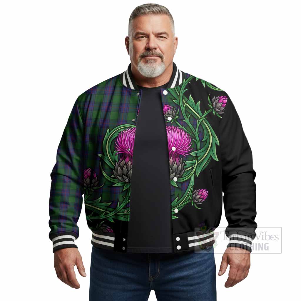 Shaw Tartan Baseball Jacket Resilient Scottish Thistle - Tartan Vibes Clothing