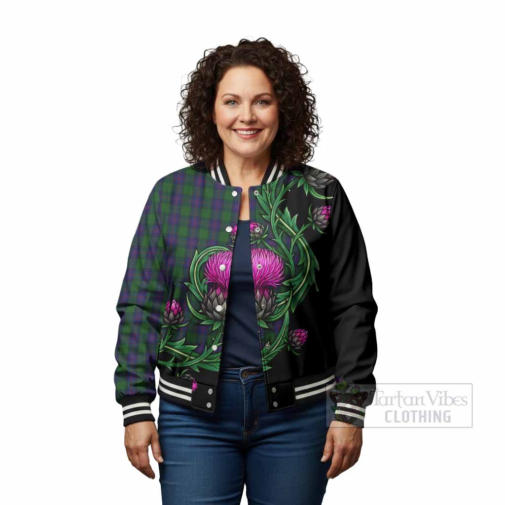 Shaw Tartan Baseball Jacket Resilient Scottish Thistle - Tartan Vibes Clothing