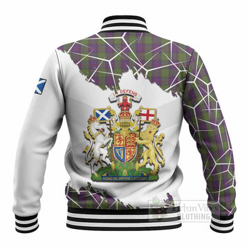 Shaw Tartan Baseball Jacket with Family Crest and Lion Rampant Grunge Style