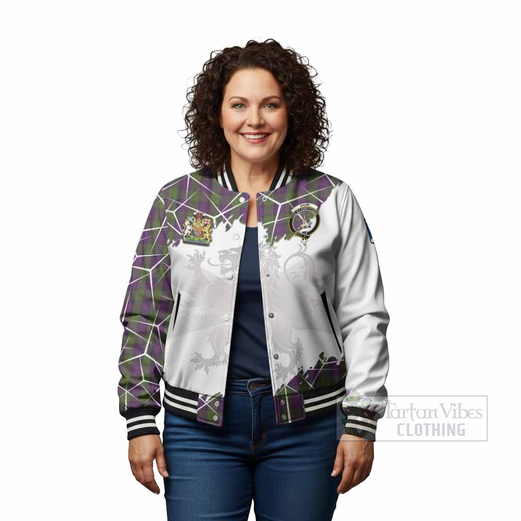 Shaw Tartan Baseball Jacket with Family Crest and Lion Rampant Grunge Style