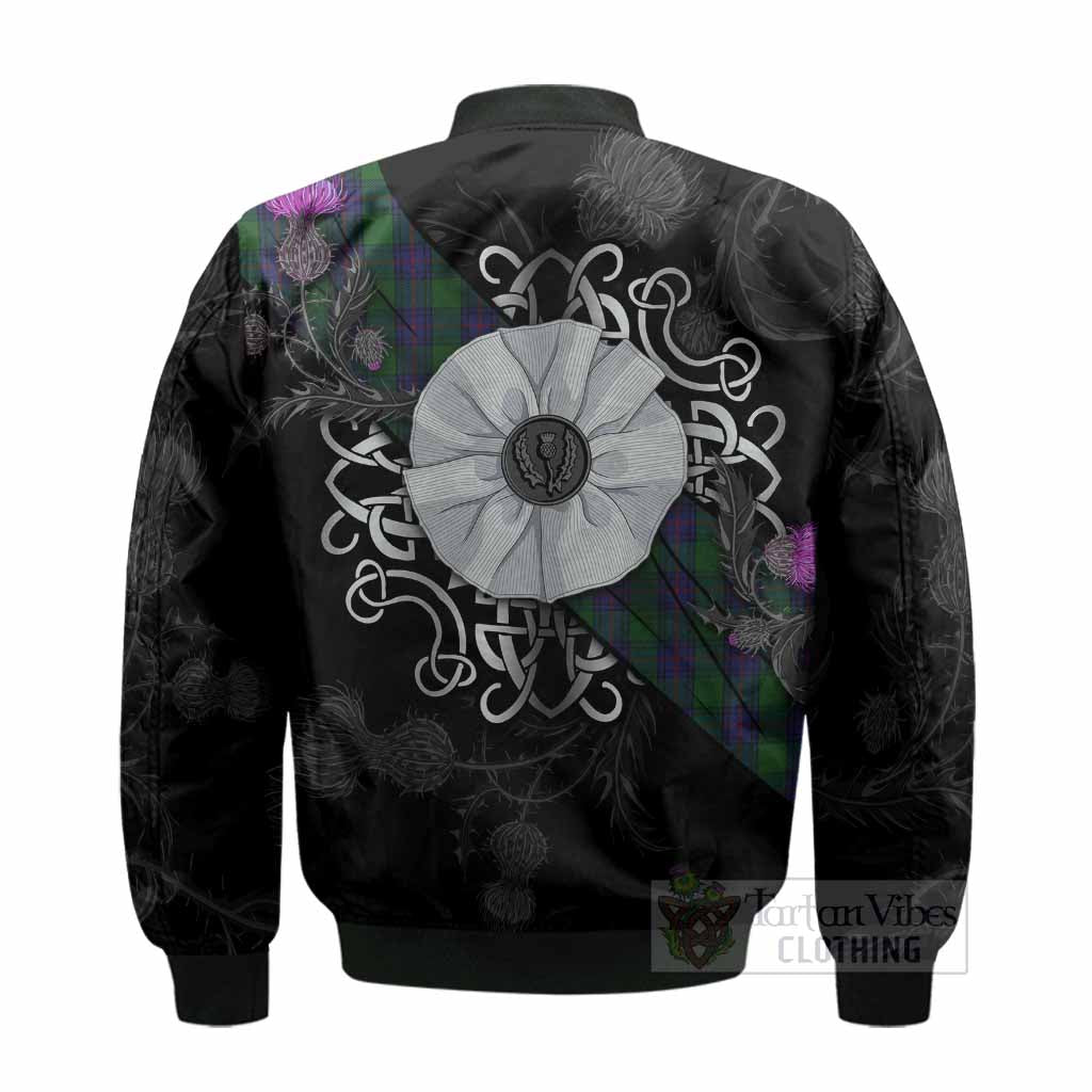 Shaw Tartan Bomber Jacket Jacobite White Rose - Tartan Vibes Clothing
