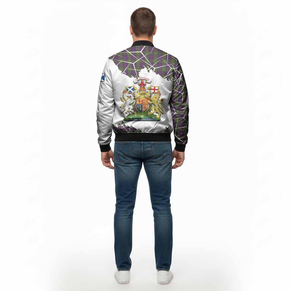 Shaw Tartan Bomber Jacket with Family Crest and Lion Rampant Grunge Style