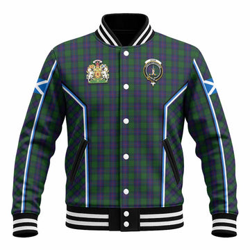 Shaw Tartan Crest Baseball Jacket Scotland Coat of Arm Flag Style