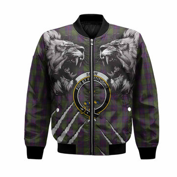 Shaw Tartan Crest Bomber Jacket Ferocious Lion Style
