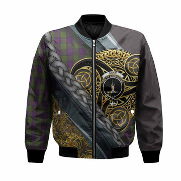 Shaw Tartan Crest Bomber Jacket Scottish Triskele Celtic