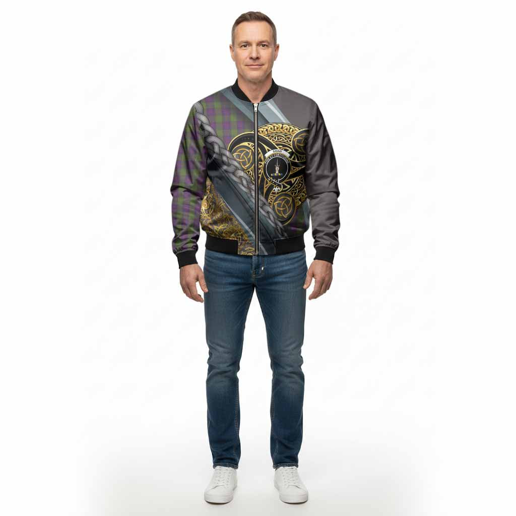 Shaw Tartan Crest Bomber Jacket Scottish Triskele Celtic