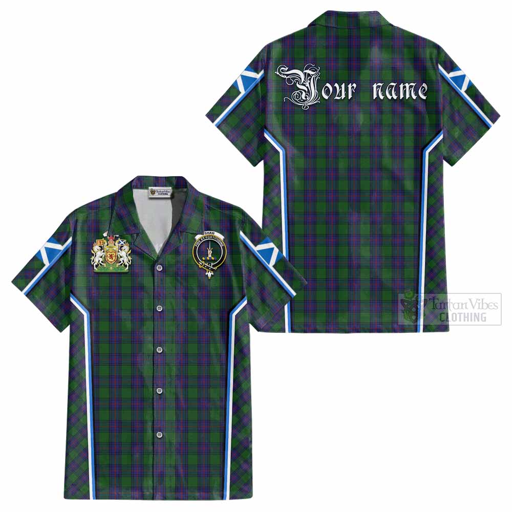 Shaw Tartan Crest Cotton Hawaiian Shirt Scotland Coat of Arm Flag Style - Tartan Vibes Clothing